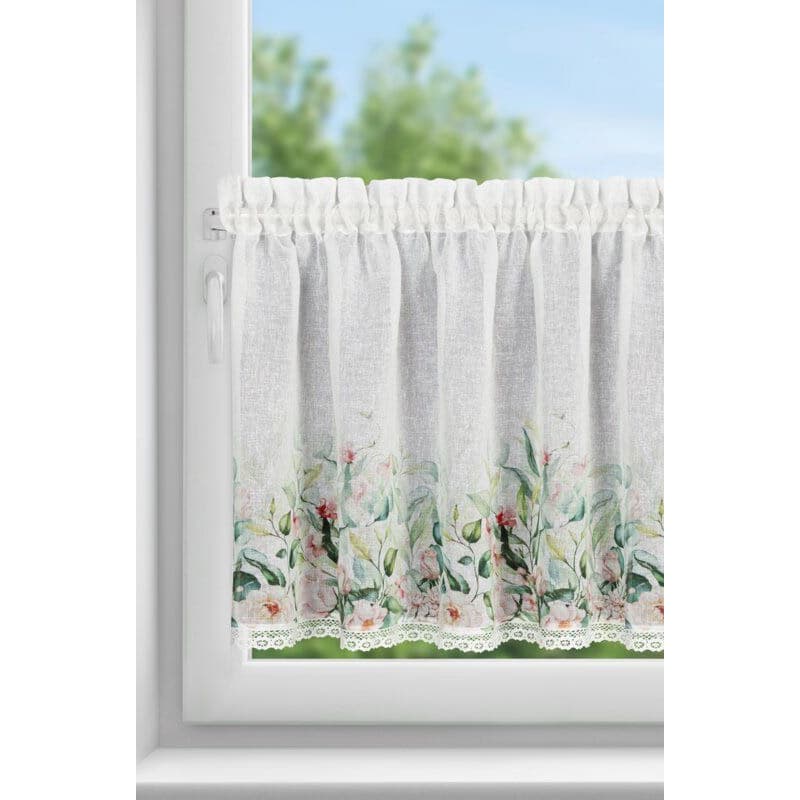 ArtFir Krátka záclona ESTERA P | biela/zelená 150 x 60 cm 1