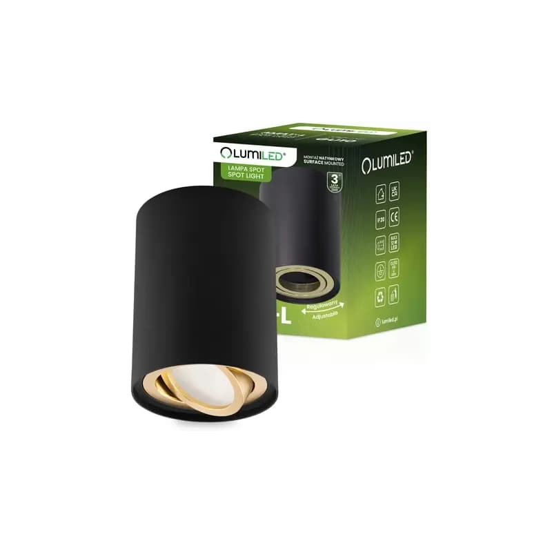 Stropné bodové svietidlo Amat 115 mm Black/Gold O K1
