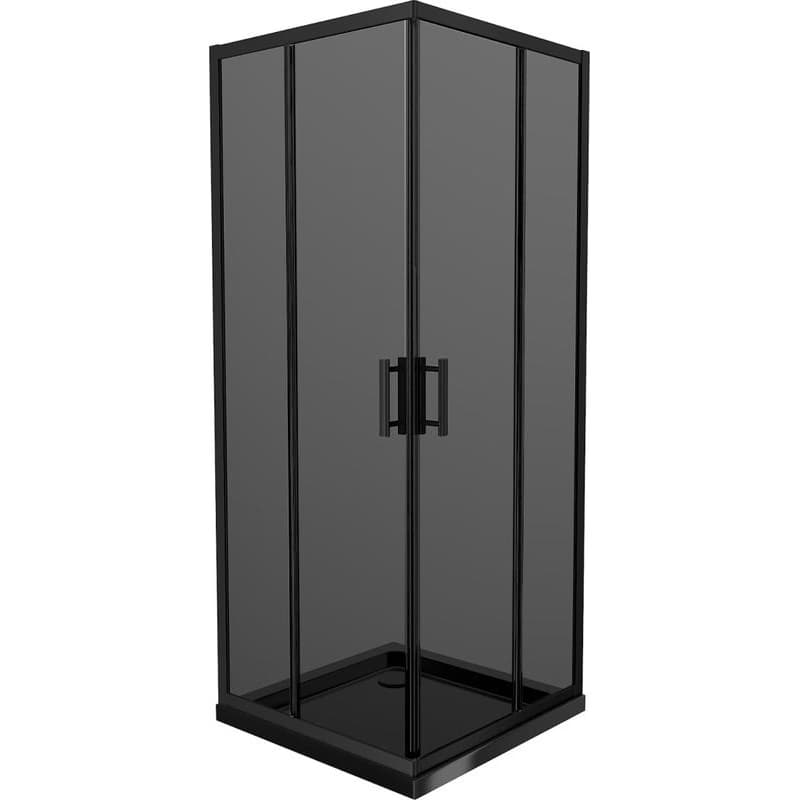 MEXEN/S - Rio sprchovací kút 90x90, grafit, čierna + vanička so sifónom 860-090-090-70-40-4070B