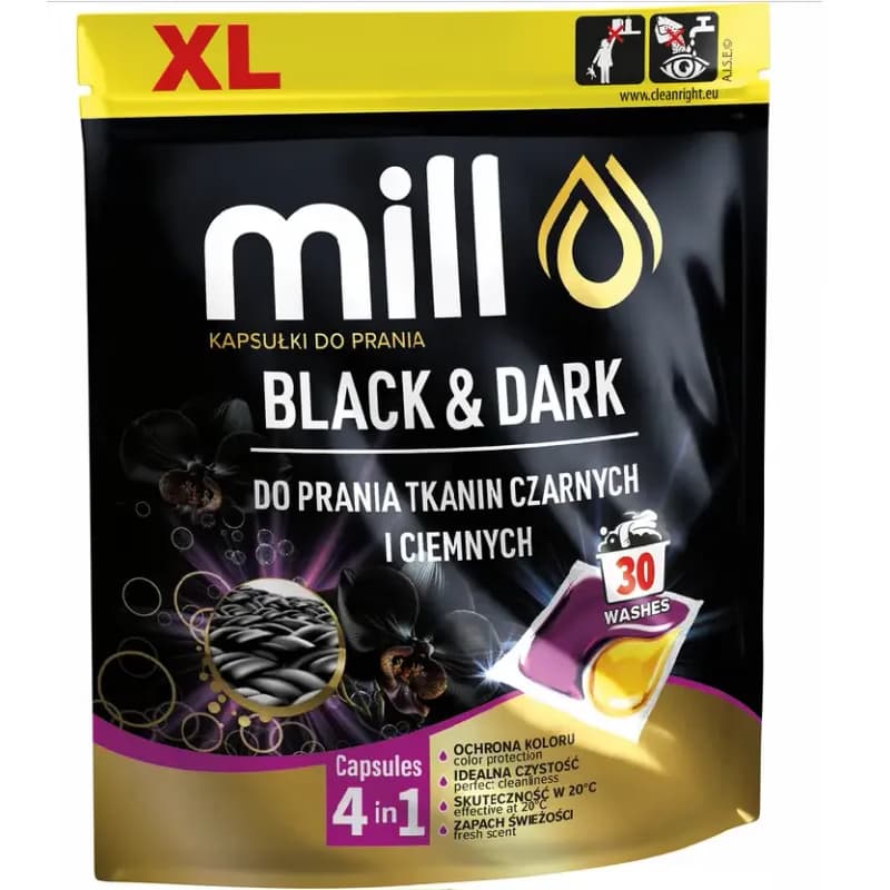 Kapsule MILL Professional na pranie tmavých a čiernych tkanín 30 ks