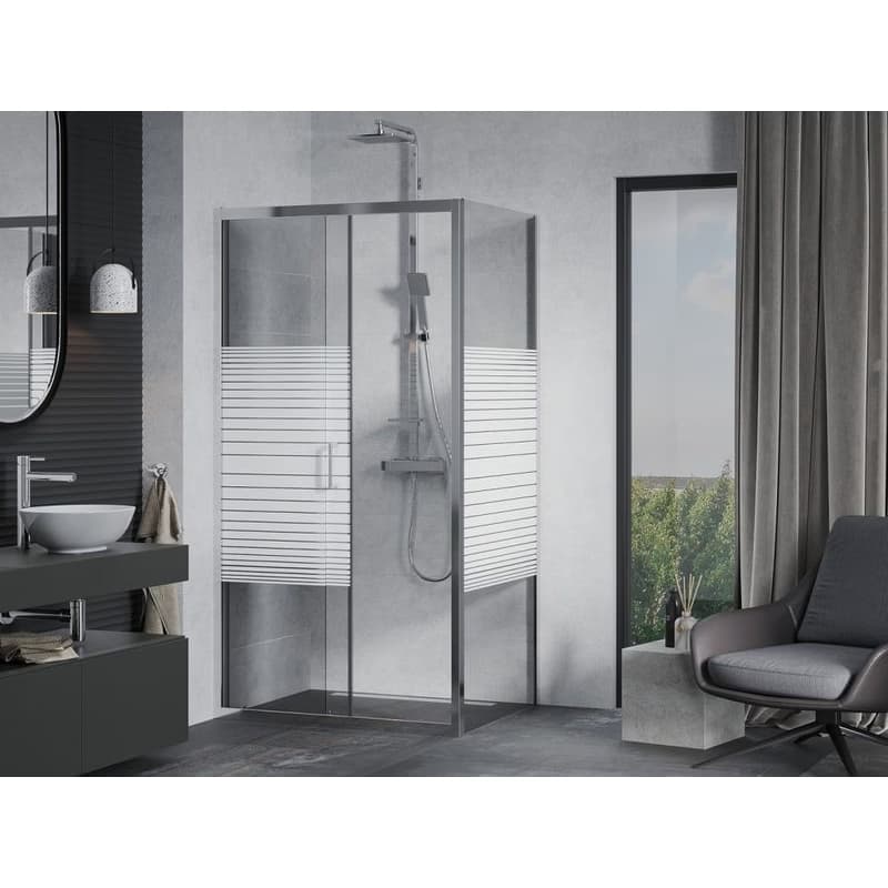 MEXEN/S - APIA sprchovací kút 105x100, dekor - pruhy, chróm 840-105-100-01-20 3
