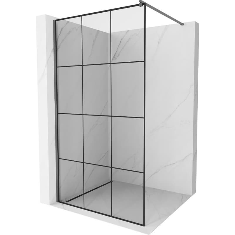 MEXEN/S - Kyoto Sprchová zástena WALK-IN 110 x 200, čierny vzor 8 mm, grafit metal 800-110-101-95-77