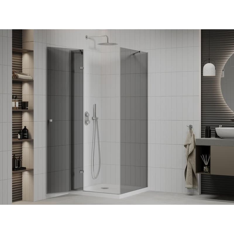 MEXEN/S - Roma sprchovací kút 90x90, grafit, chróm + biela vanička so sifónom 854-090-090-01-40-4010 3