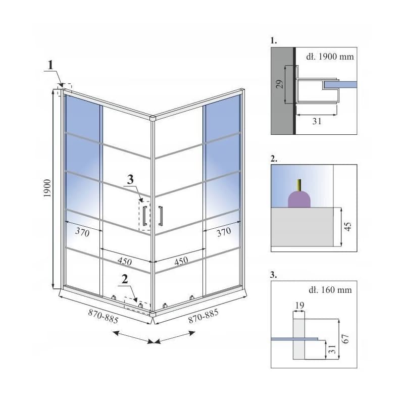 CALANI - Sprchovací kút DELTA 90x90 CAL-K6521 5