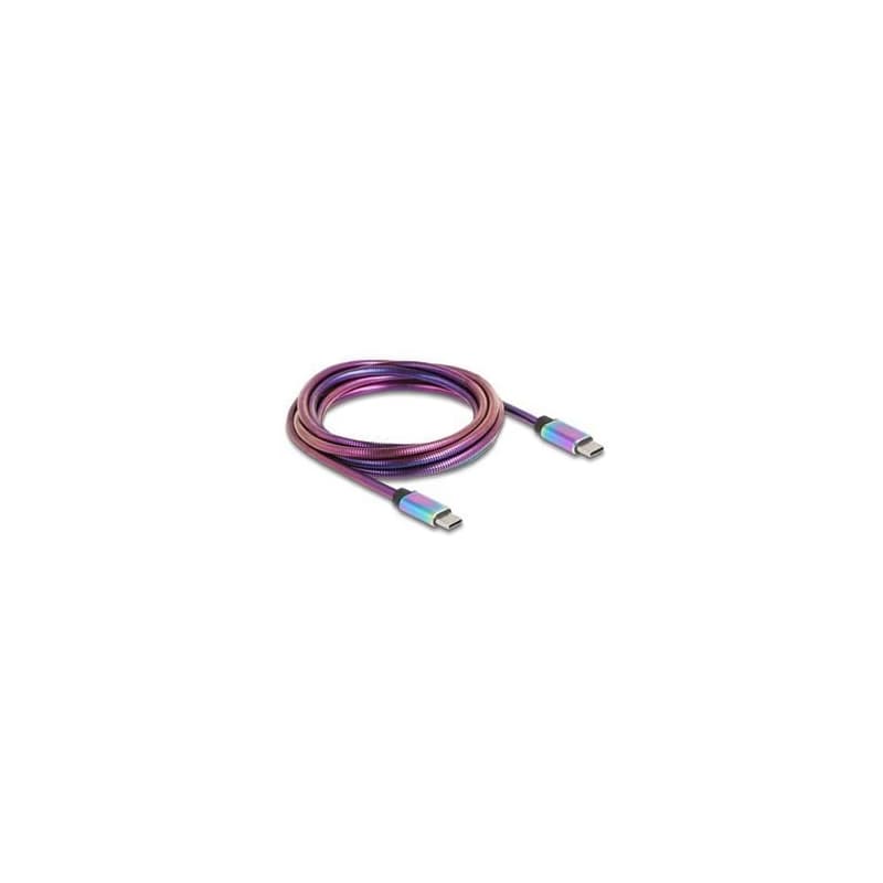 Delock Kábel USB 2.0 zo zástrčky USB Type-C™ na zástrčku, s dúhovým kovovým plášťom, PD 3.0, 60 W, 2 m 5