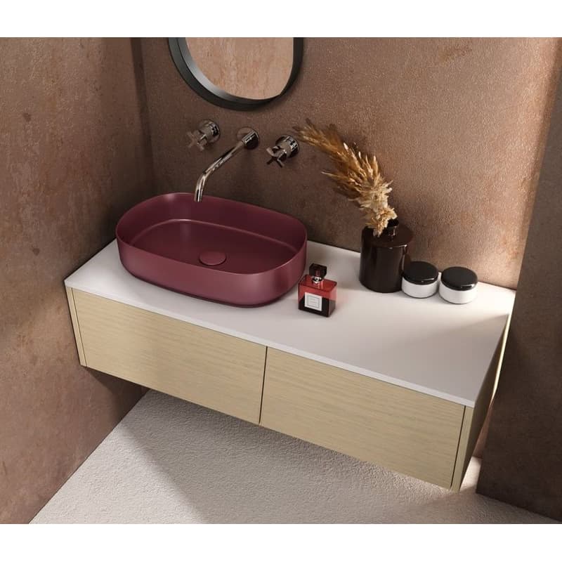 ISVEA - INFINITY OVAL keramické umývadlo na dosku, 55x36cm, matná maroon Red 10NF65055-2R 2