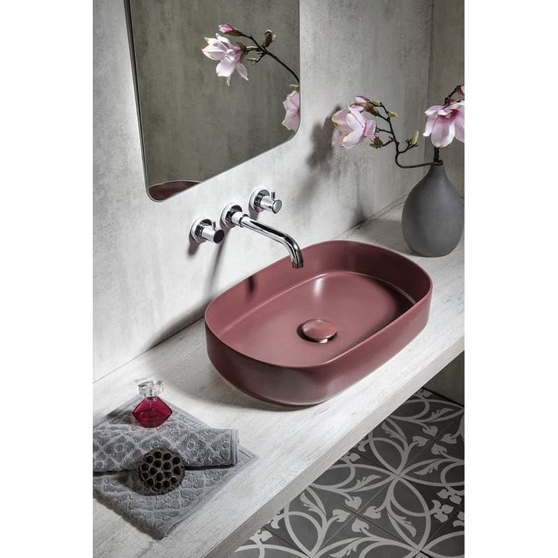 ISVEA - INFINITY OVAL keramické umývadlo na dosku, 55x36cm, matná maroon Red 10NF65055-2R 4