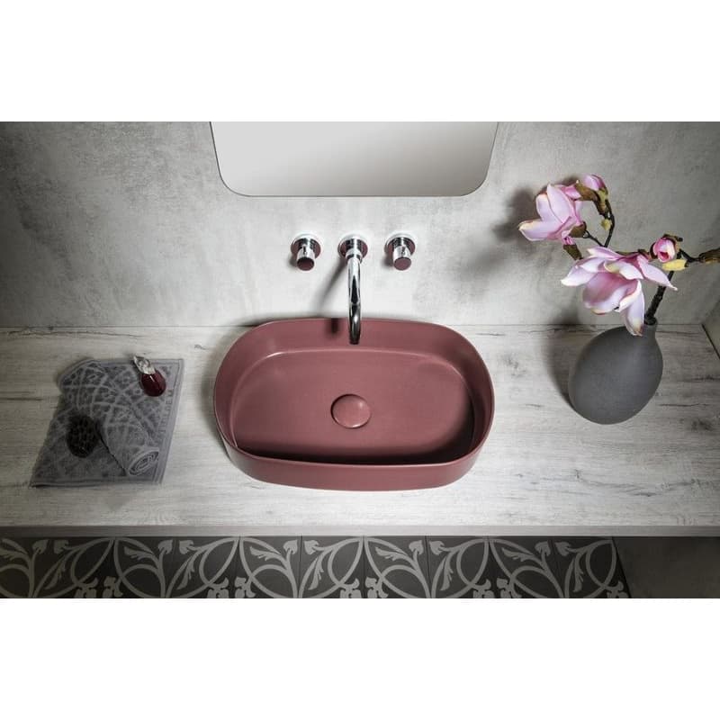 ISVEA - INFINITY OVAL keramické umývadlo na dosku, 55x36cm, matná maroon Red 10NF65055-2R 5