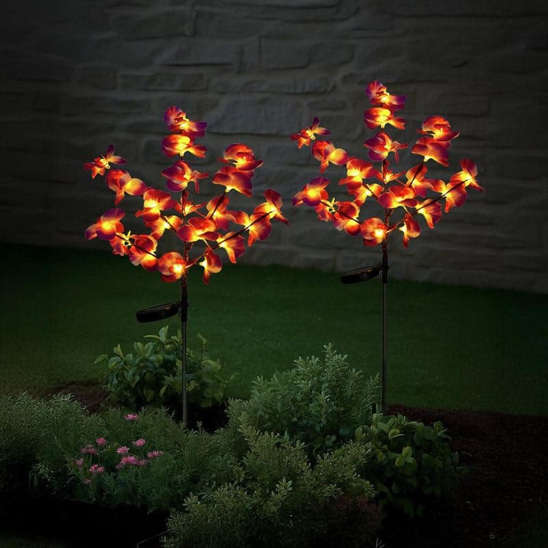LED solárna záhradná zástrčka Orchidea, 2 kusy 1