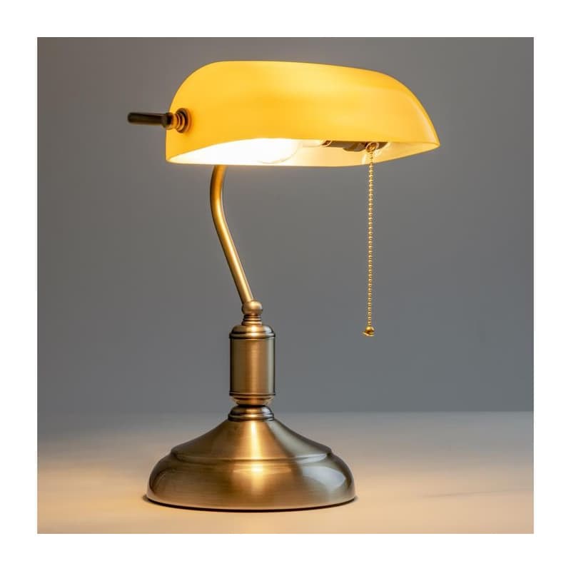 Brilagi - Stolná lampa BANK OFFICE 1xE27/60W/230V mosadz/oranžová L352-HN/MOS