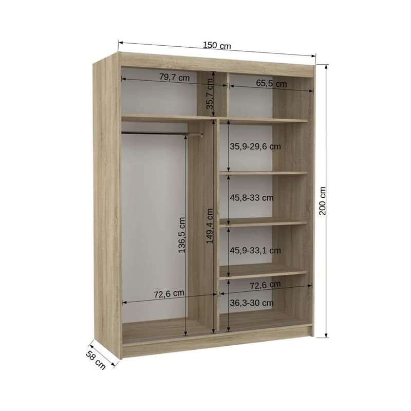 ArtAdrk Šatníková skriňa DENVER DV05 | trufla 150 cm 2