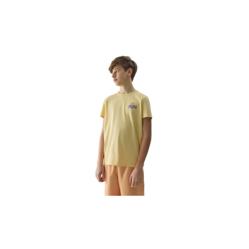Chlapčenské tričko s krátkym rukávom 4F JUNIOR TSHIRT-4FJWSS24TTSHM1136-73S-LIGHT LEMON