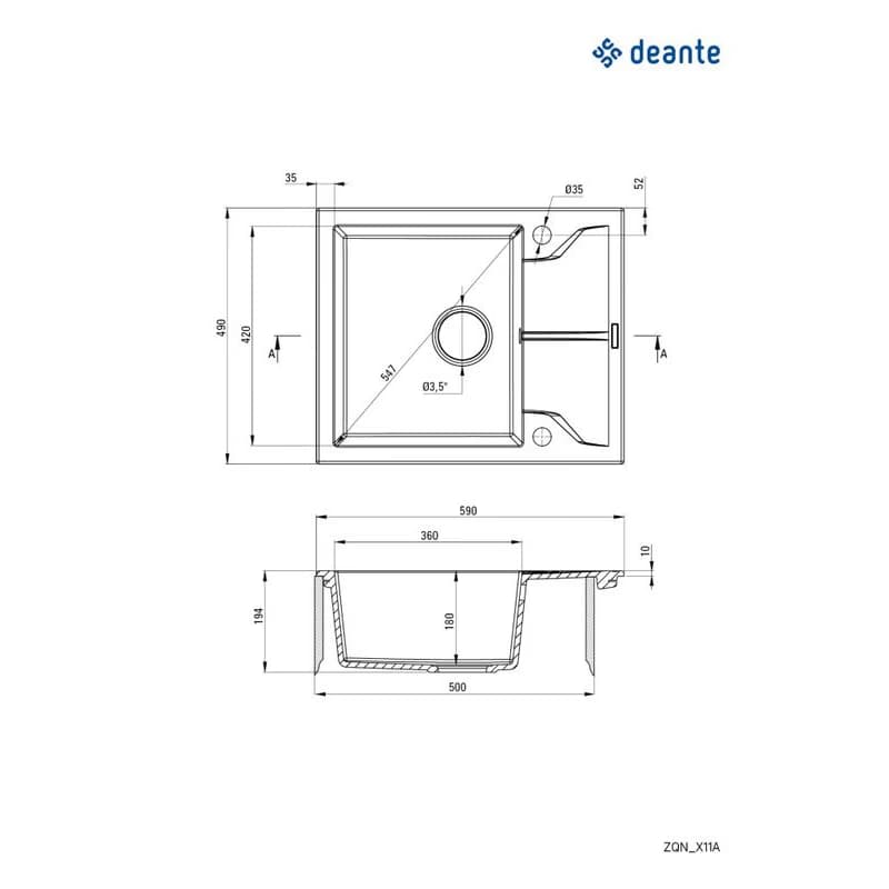 DEANTE DEANTE - Andante beige - Granitový drez s odkvapkávačom ZQN_511A 5