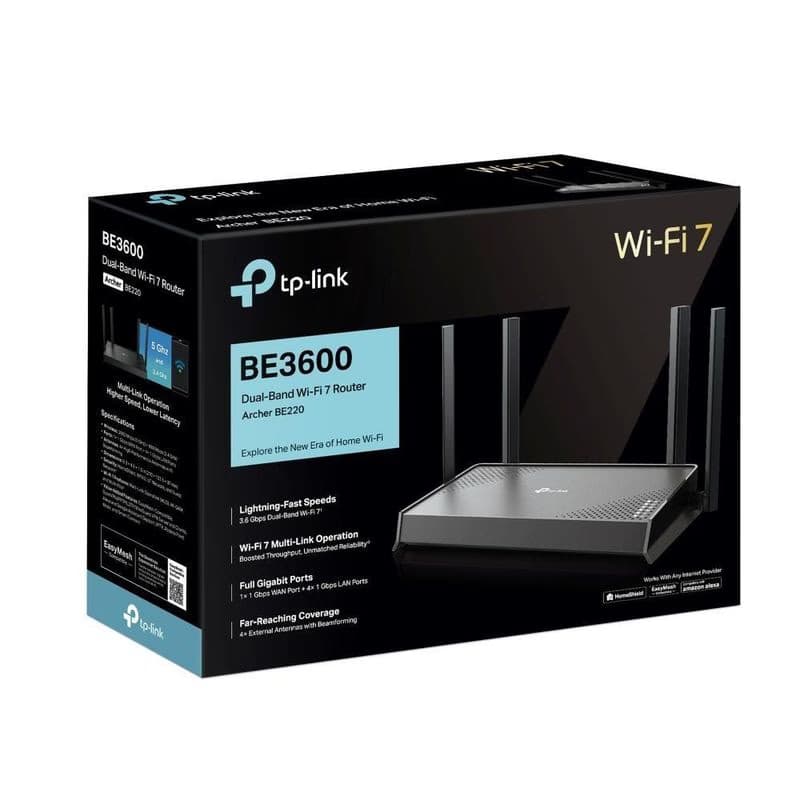 TP-Link Archer BE220 EasyMesh WiFi7 router (BE3600, 2, 4GHz/5GHz, 1xGbEWAN, 4xGbELAN) 5