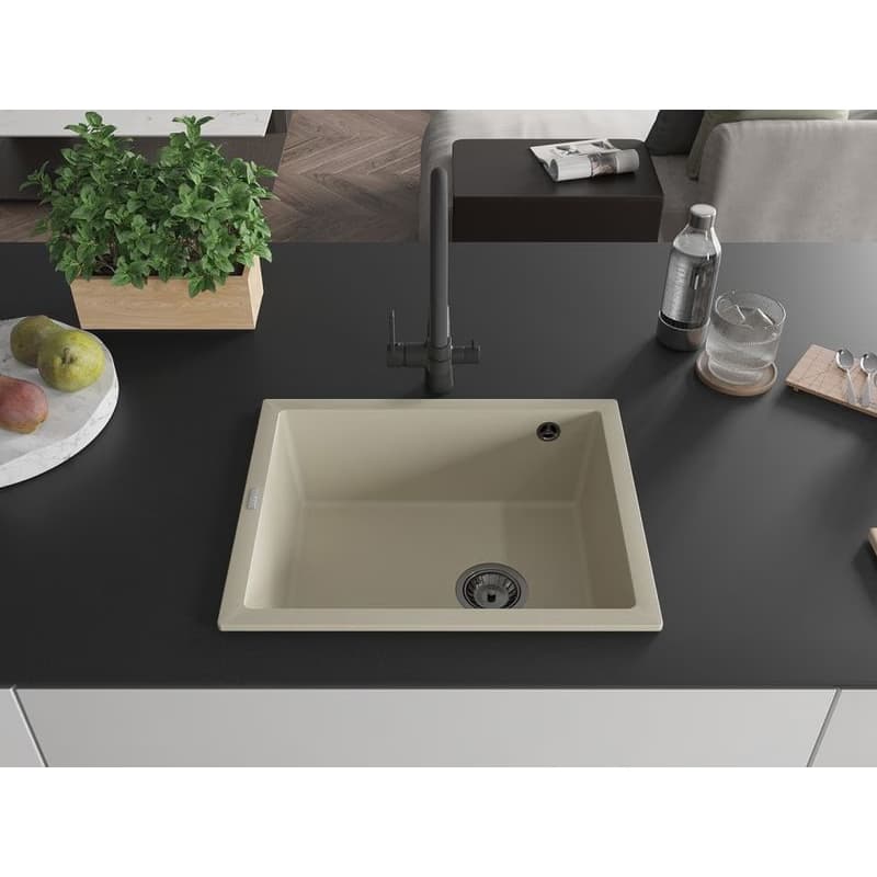 MEXEN/S MEXEN/S - Pedro granitový drez 1-miska 560 x 460 mm, béžová, sifón čierna 6508561000-69-B 3