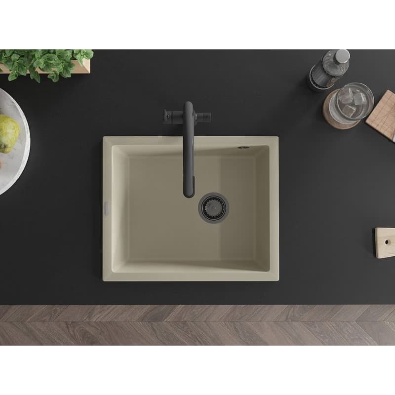 MEXEN/S MEXEN/S - Pedro granitový drez 1-miska 560 x 460 mm, béžová, sifón čierna 6508561000-69-B 4