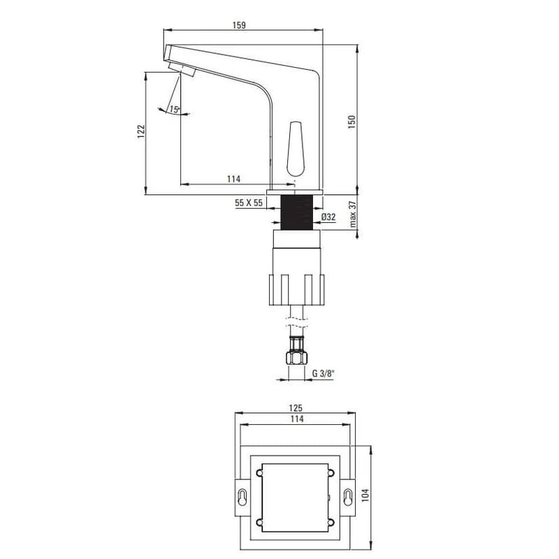 DEANTE - Sensor chróm - Umývadlová batéria senzorová, s reguláciou teploty - 230/6V BCH_029V 6
