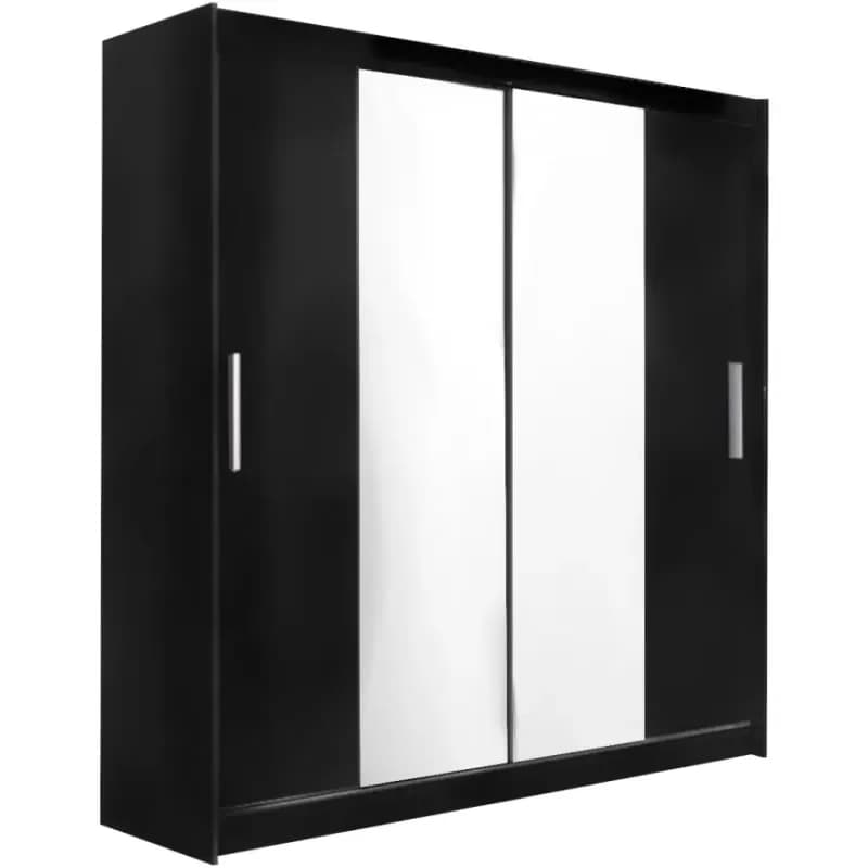 Skriňa Ola 200cm čierna/zrkadlo 1