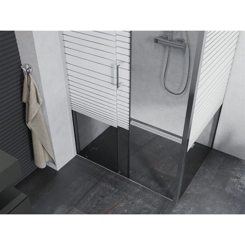 MEXEN/S - APIA sprchovací kút 110x80, dekor - pruhy, chróm 840-110-080-01-20 5