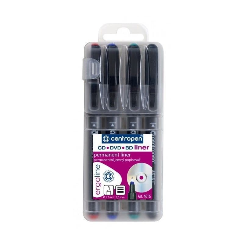 Popisovač Centropen 4616/4 F Liner CD/DVD/BD 4 farby 0,6mm 1