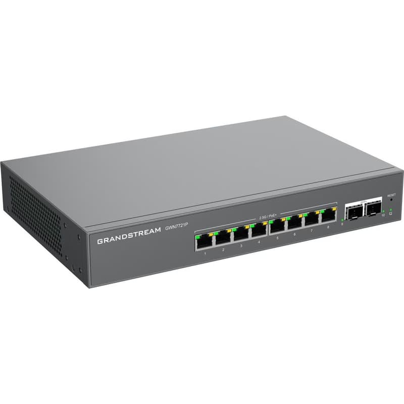 Grandstream GWN7721P L2 Lite managed switch, 8x 2.5GbE RJ45, 2x 10G SFP+, PoE/PoE+ 2