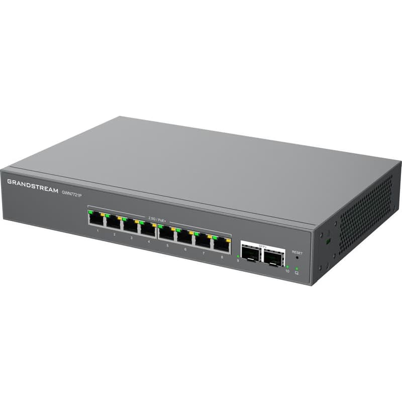 Grandstream GWN7721P L2 Lite managed switch, 8x 2.5GbE RJ45, 2x 10G SFP+, PoE/PoE+ 3