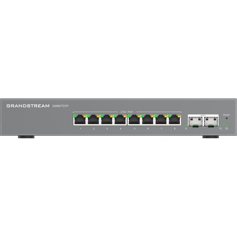 Grandstream GWN7721P L2 Lite managed switch, 8x 2.5GbE RJ45, 2x 10G SFP+, PoE/PoE+ 4