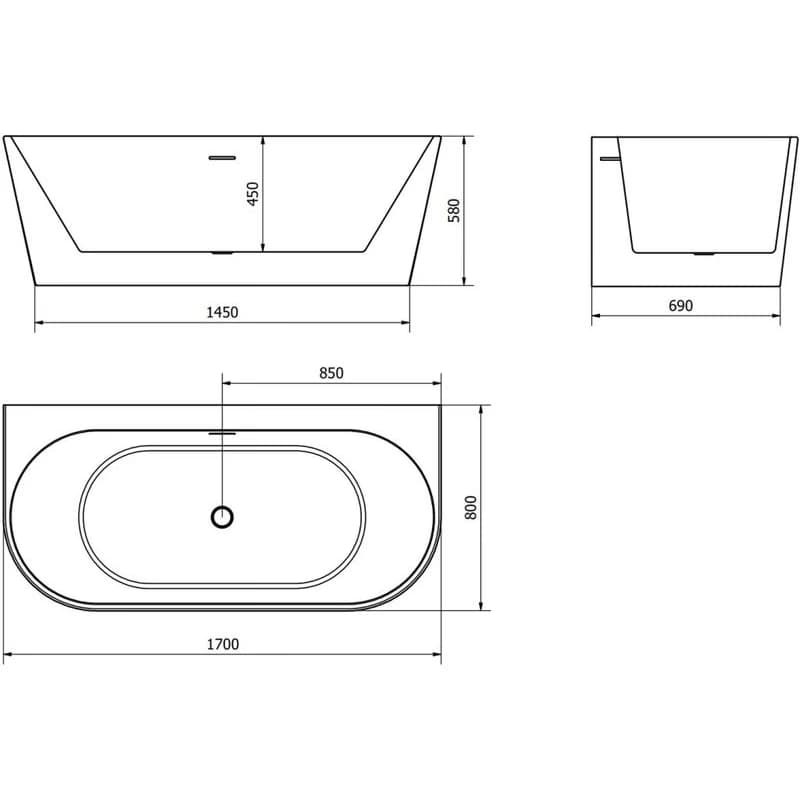 MEXEN Oval+ 170 x 80 cm 52681708000-55 6