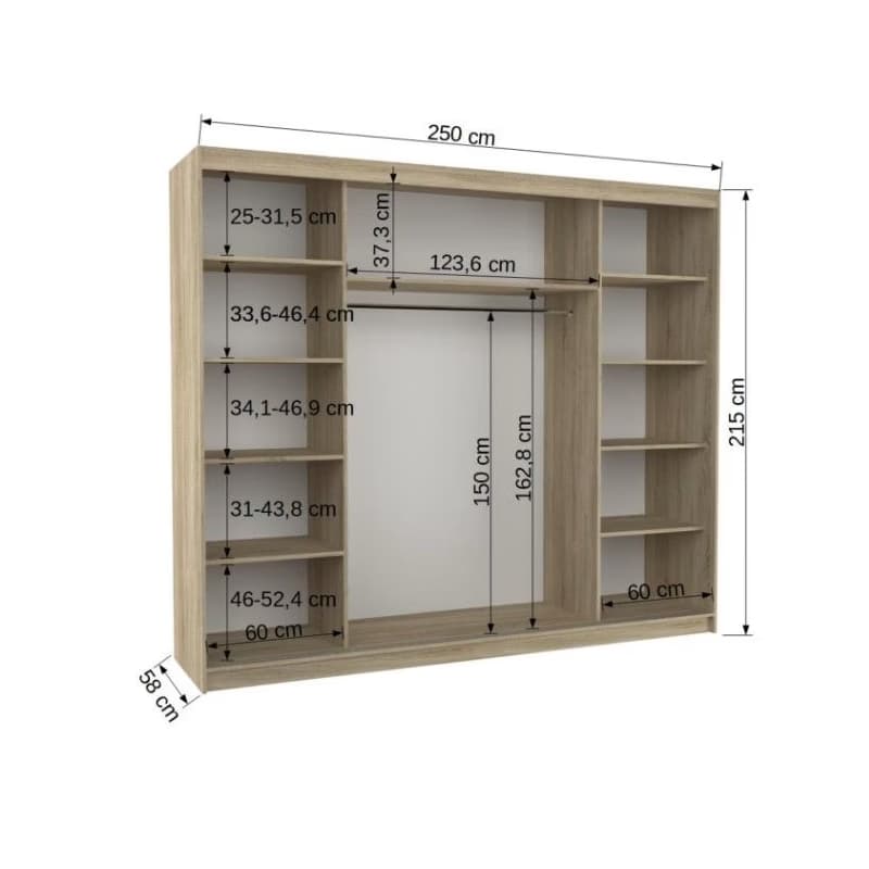 ArtAdrk Šatníková skriňa  ANTOS | dub sonoma 250 cm 5