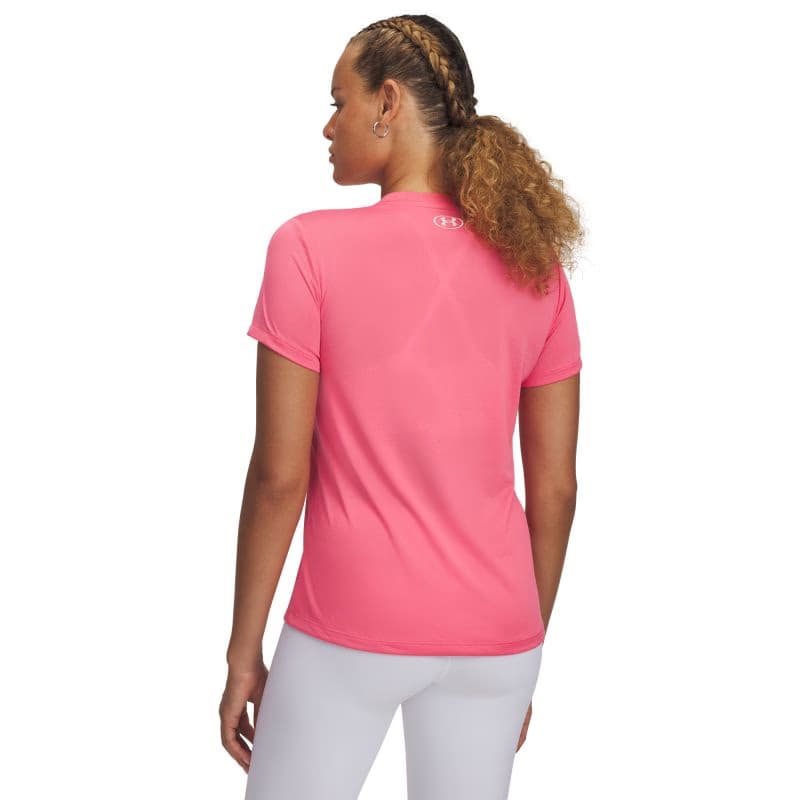 Dámske tréningové tričko s krátkym rukávom UNDER ARMOUR Tech SSV- Solid-PNK 2