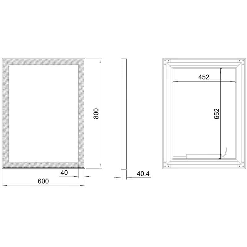 SAPHO - GANO zrkadlo s LED osvetlením 60x80cm, čierna LG260 2