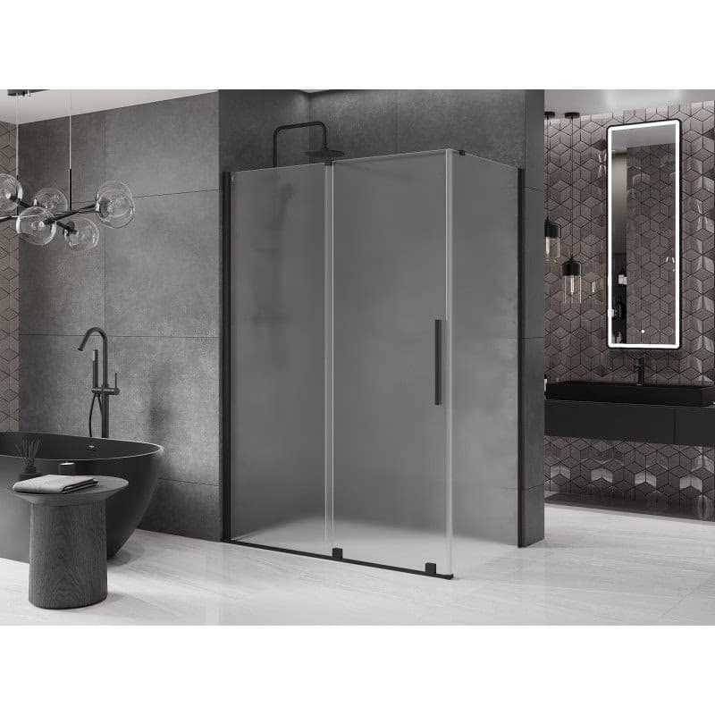 MEXEN/S - Velár sprchovací kút, posuvné dvere 140 x 80, dekor, čierna 871-140-080-31-70 5