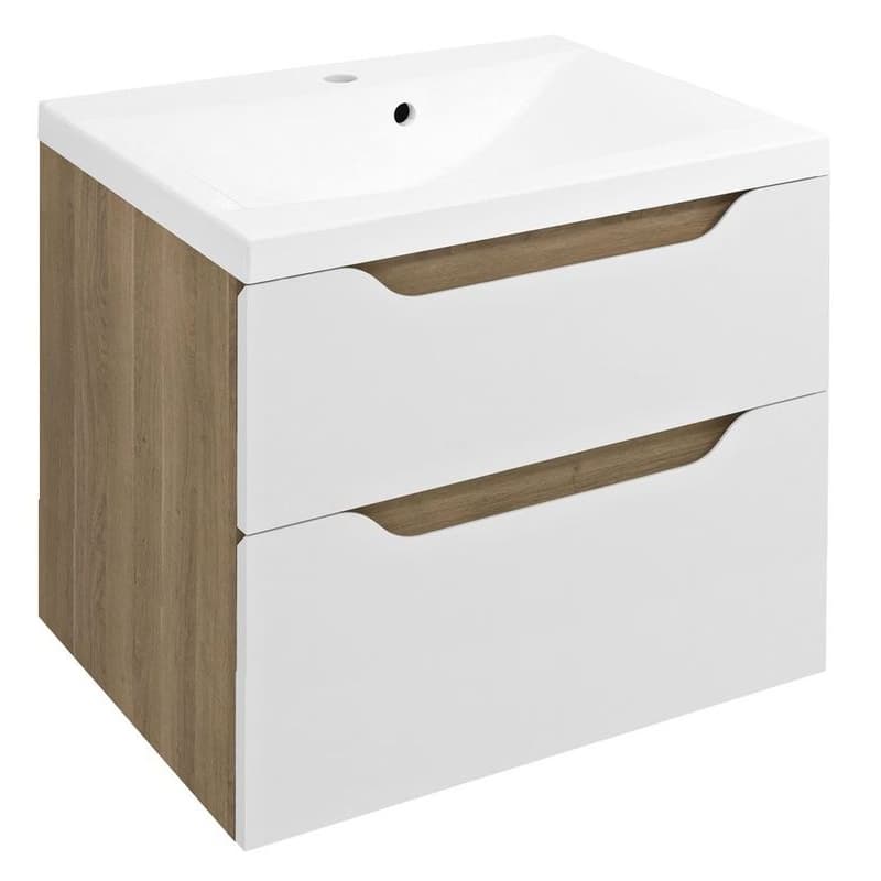 SAPHO - WAVE umývadlová skrinka 60x65x47,8cm, biela/dub cuneo WA060-3025