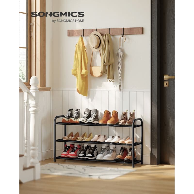 SONGMICS Rozťahovací botník, 45–82 cm, 3 poschodia, čierny