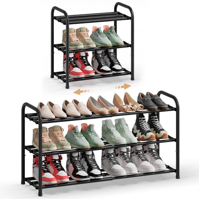 SONGMICS Rozťahovací botník, 45–82 cm, 3 poschodia, čierny 2
