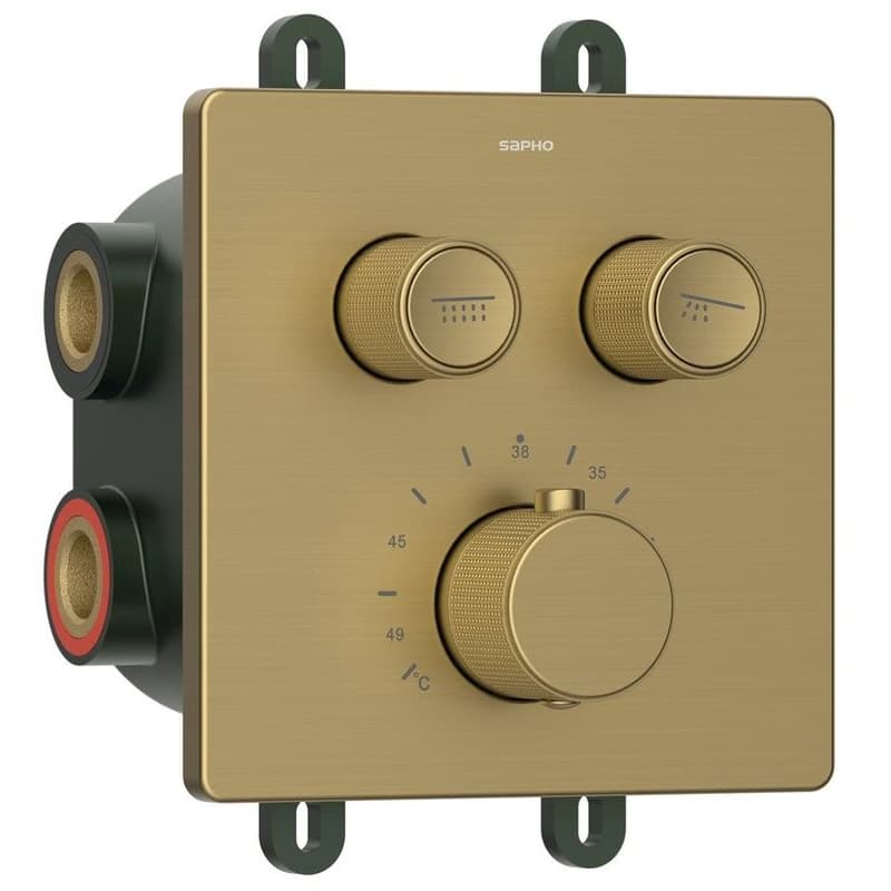 SAPHO - SMART SELECT podomietková termostatická sprchová batéria, box, 2 výstupy, zlato mat RP042GB 1