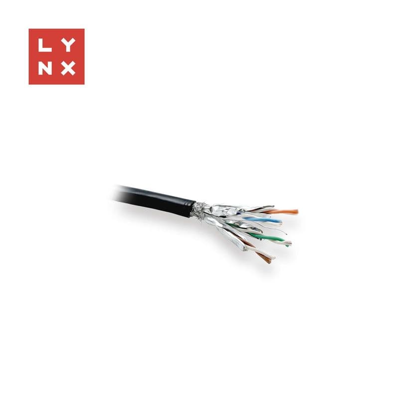 LYNX SFTP kábel, Cat6a, PE, celomedený, vonkajší, čierny, cievka 500m 1