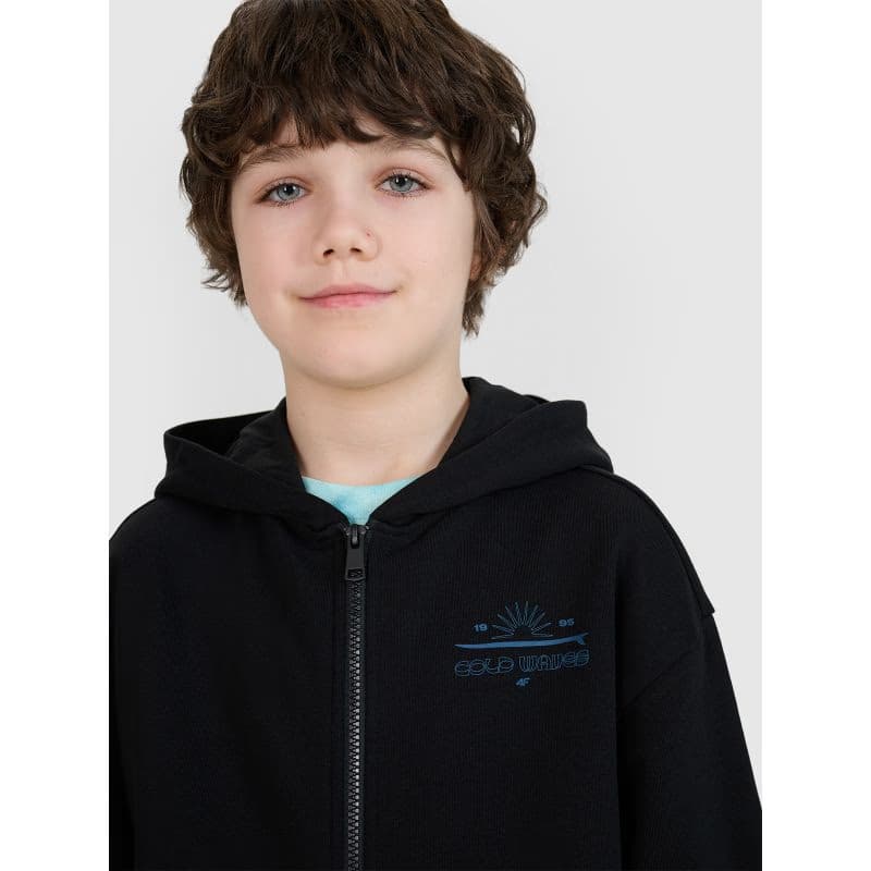 Chlapčenská mikina so zipsom 4F JUNIOR SWEATSHIRT-JWSS25TSWSM1522-20S-BLACK 2