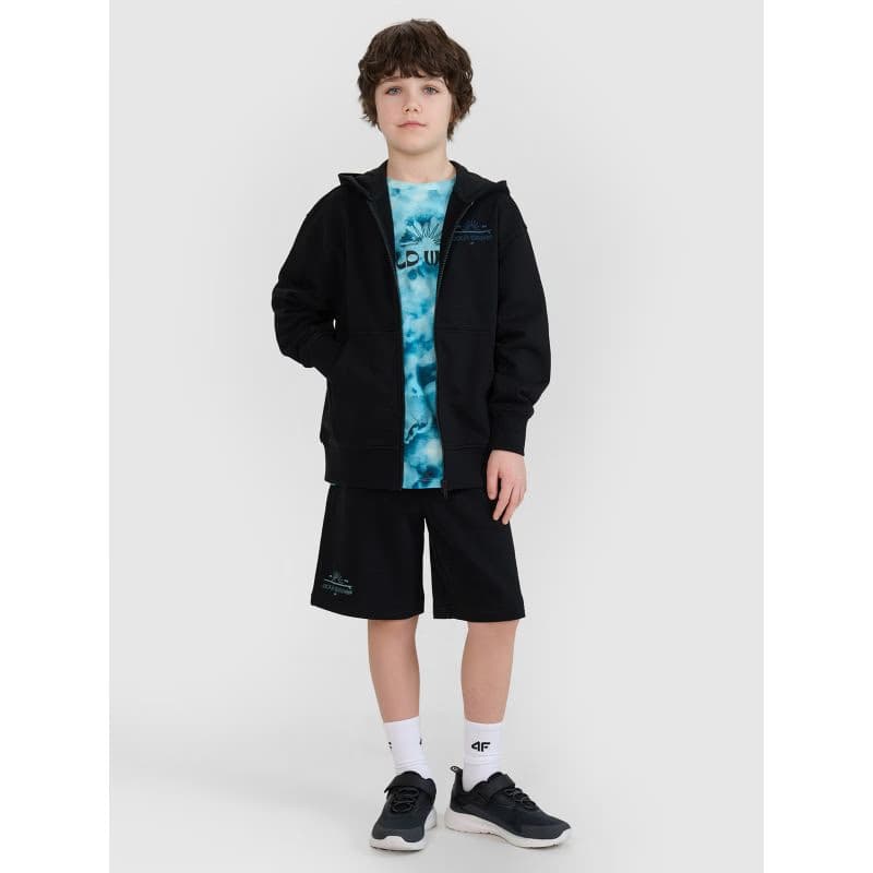 Chlapčenská mikina so zipsom 4F JUNIOR SWEATSHIRT-JWSS25TSWSM1522-20S-BLACK 4