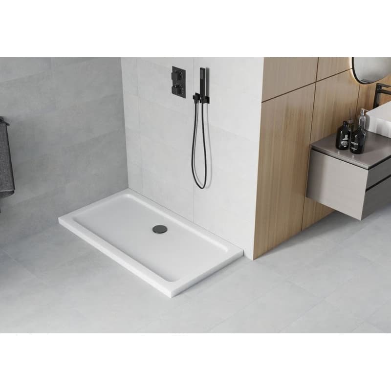 MEXEN/S - Flat sprchová vanička obdĺžniková slim 130 x 70, biela + čierny sifón 40107013B 2
