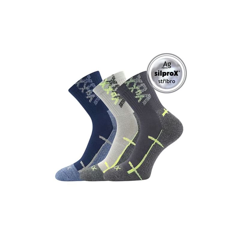 Chlapčenské turistické ponožky VOXX 3 PACK-Wallík-Grey Blue 1