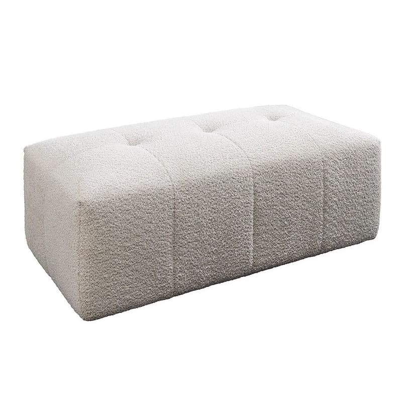 Estila Moderná bouclé dvojmiestna obdĺžniková taburetka Queen v šampanskej béžovej farbe s prešívaním 118 cm