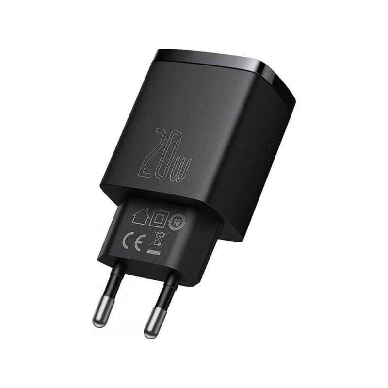 Baseus kompaktný rýchlonabíjací adaptér USB-A + Type-C 20W EU, čierna 3