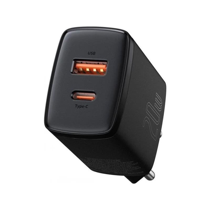 Baseus kompaktný rýchlonabíjací adaptér USB-A + Type-C 20W EU, čierna 4