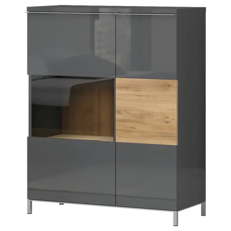 Vitrína Onyx V90-2KS/ON lakované anthracite/pacific walnut 1