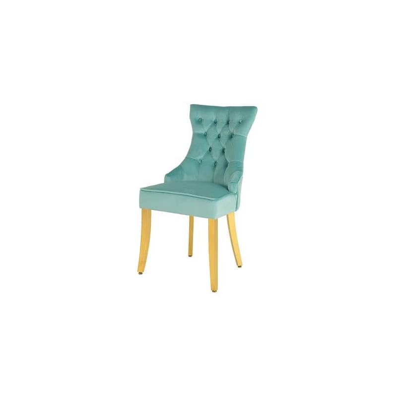 Estila Baroková jedálenská stolička Modern/Gold Barrock v svetlo modrom zamatovom čalúnení zlatým klopadlom a zlatými nožičkami 96 cm 1