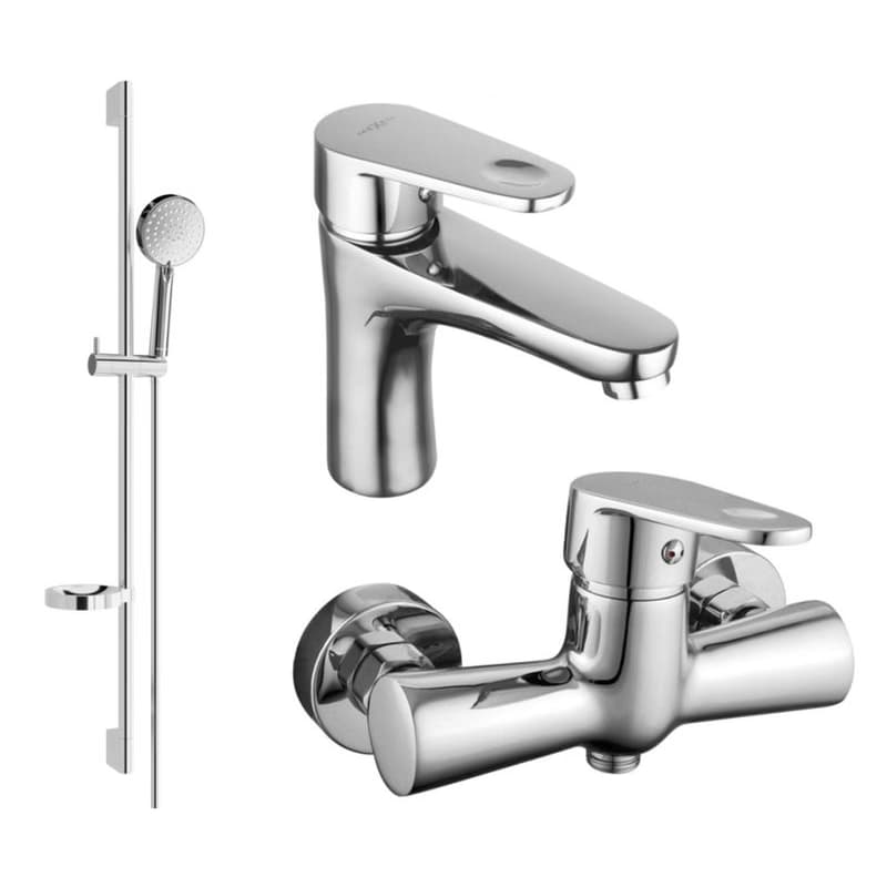 MEXEN/S - Kama DS75 SET umývadlová batéria + sprchová s príslušenstvom, chróm 72504DS75-00 1