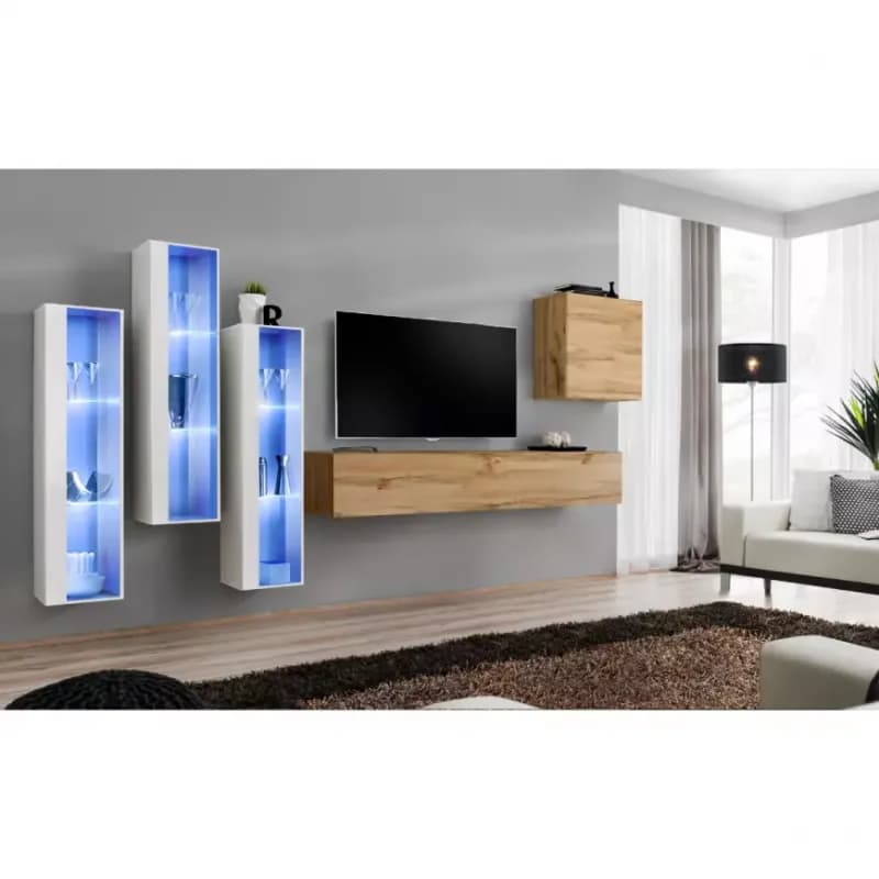 Obývacia stena Switch Sklo +LED XIII Biely/Wotan 1