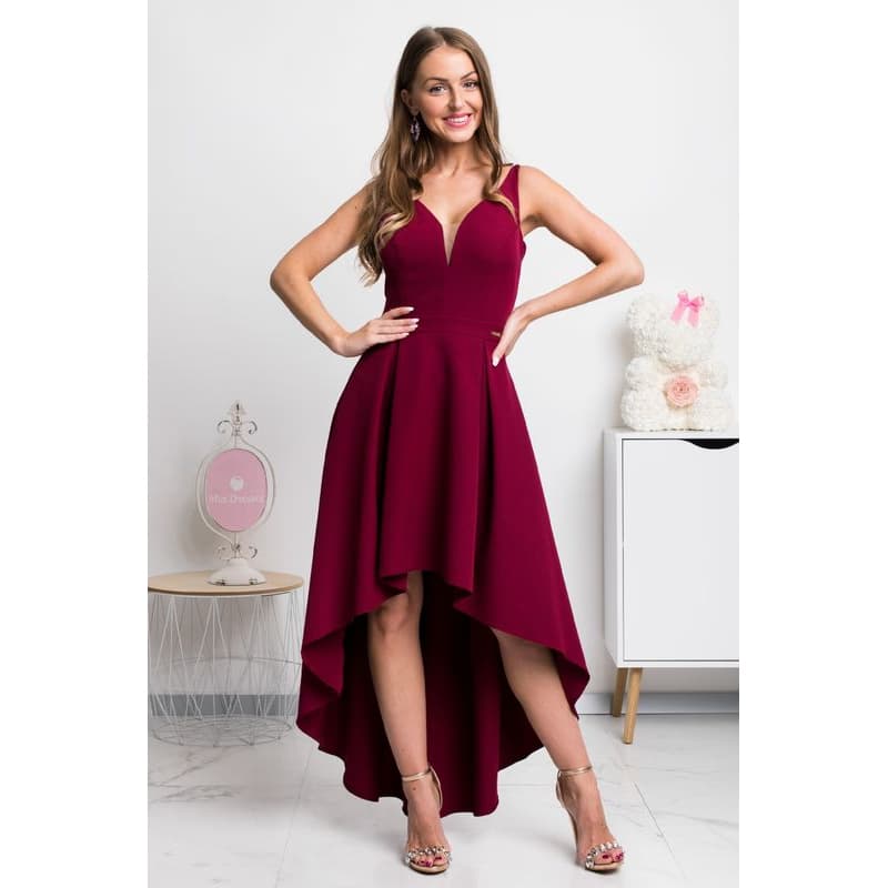 Parisse Bordové asymetrické šaty Veľkosť: XS