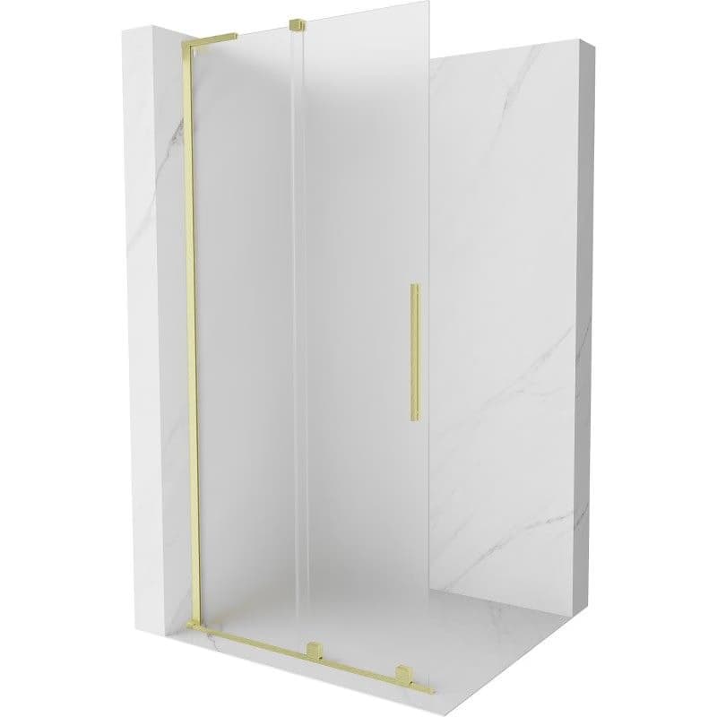 MEXEN/S - Velar L Sprchová zástena posuvná Walk-in 120 x 200, dekor 8 mm, zlato kefovaná 871-120-003-33-55